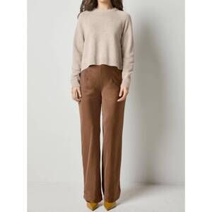 NEW LILLA P satin clean front pants in chocolate